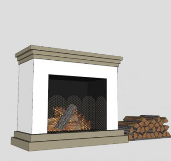 老式穿孔金属门壁炉SU模型下载_sketchup草图大师SKP模型