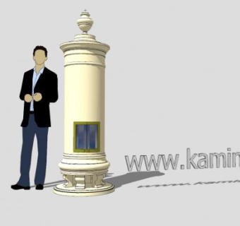 欧式石柱型壁炉SU模型下载_sketchup草图大师SKP模型