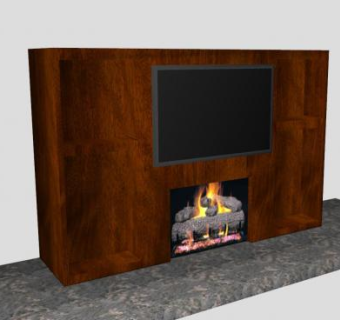 电视柜壁炉SU模型下载_sketchup草图大师SKP模型