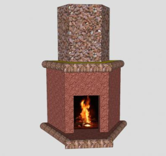 乡村风格砖石壁炉SU模型下载_sketchup草图大师SKP模型