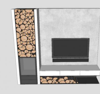 现代电视柜壁炉架SU模型下载_sketchup草图大师SKP模型