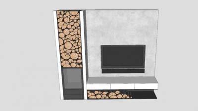 现代电视柜壁炉架SU模型下载_sketchup草图大师SKP模型