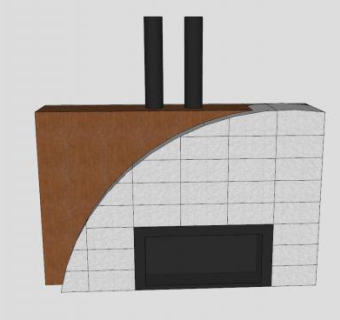 现代瓷砖实木壁炉架SU模型下载_sketchup草图大师SKP模型