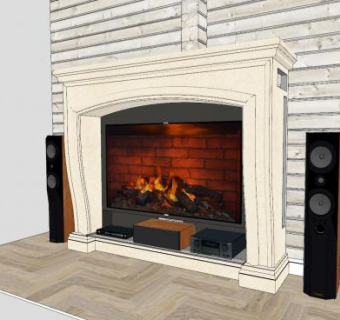 电视壁壁炉架SU模型下载_sketchup草图大师SKP模型