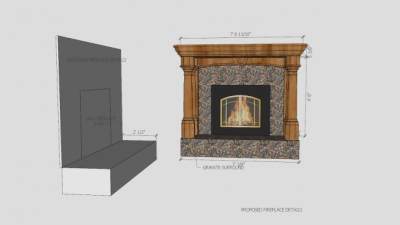 花岗岩木制壁炉SU模型下载_sketchup草图大师SKP模型