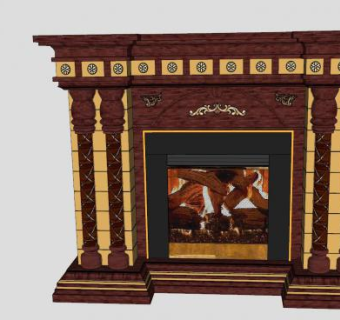 复古典雅壁炉SU模型下载_sketchup草图大师SKP模型