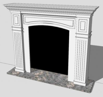 木制壁炉SU模型下载_sketchup草图大师SKP模型