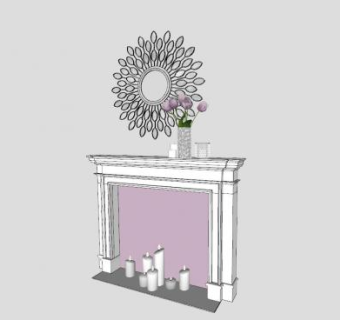 清新风格壁炉架SU模型下载_sketchup草图大师SKP模型