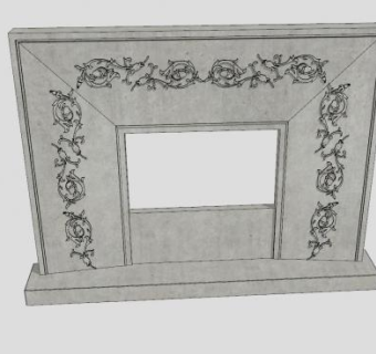 石雕花纹壁炉SU模型下载_sketchup草图大师SKP模型