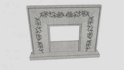 石雕花纹壁炉SU模型下载_sketchup草图大师SKP模型