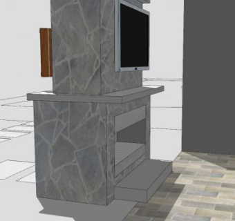 陶瓷砖电视壁炉柜SU模型下载_sketchup草图大师SKP模型