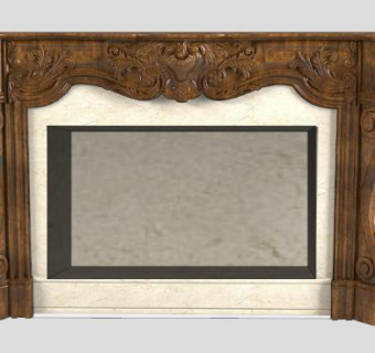 欧式实木燃木壁炉SU模型下载_sketchup草图大师SKP模型