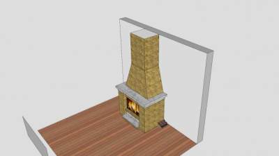 砖石烟囱燃木壁炉SU模型下载_sketchup草图大师SKP模型