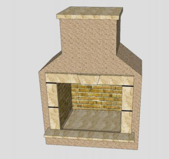 户外烟囱壁炉SU模型下载_sketchup草图大师SKP模型