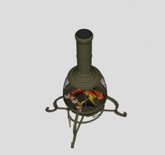 户外站立式壁炉SU模型下载_sketchup草图大师SKP模型