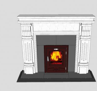 大理石燃木壁炉SU模型下载_sketchup草图大师SKP模型