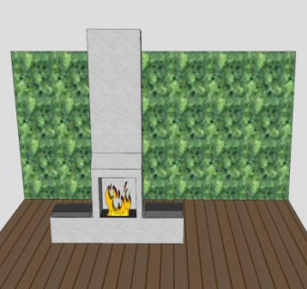 花园石砖壁炉SU模型下载_sketchup草图大师SKP模型