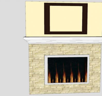 现代电视壁炉墙SU模型下载_sketchup草图大师SKP模型