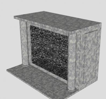 简约石砖壁炉SU模型下载_sketchup草图大师SKP模型