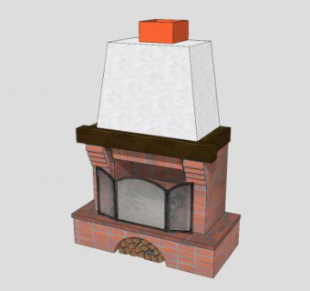 欧式燃木壁炉SU模型下载_sketchup草图大师SKP模型