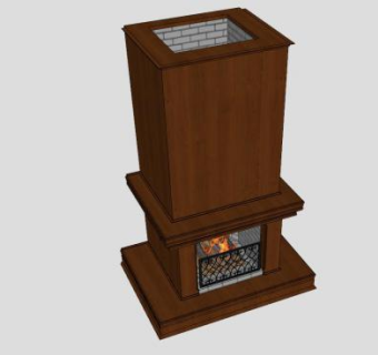 木镶板砌石壁炉SU模型下载_sketchup草图大师SKP模型
