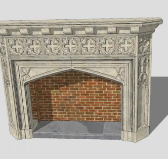哥特式砖石壁炉SU模型下载_sketchup草图大师SKP模型