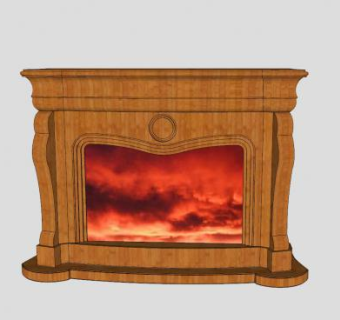 小型实木壁炉架SU模型下载_sketchup草图大师SKP模型