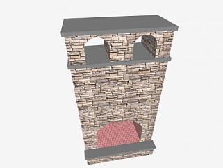 室外砖石<em>壁炉</em>SU模型下载_sketchup草图大师SKP模型