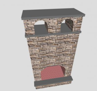 室外砖石壁炉SU模型下载_sketchup草图大师SKP模型