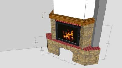 墙角瓦砖石壁炉SU模型下载_sketchup草图大师SKP模型