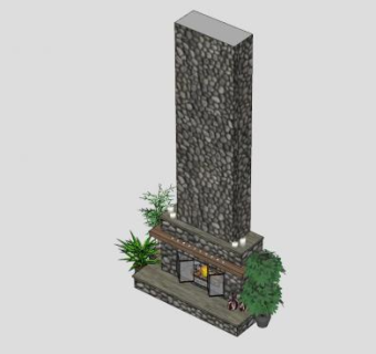 鹅卵石壁炉SU模型下载_sketchup草图大师SKP模型