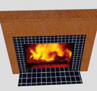 简易实木瓷砖壁炉SU模型下载_sketchup草图大师SKP模型