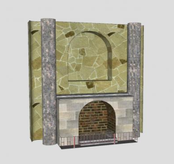 欧式壁炉墙SU模型下载_sketchup草图大师SKP模型