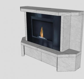 大理石酒精壁炉SU模型下载_sketchup草图大师SKP模型
