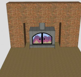 独立式箱型烟囱壁炉SU模型下载_sketchup草图大师SKP模型