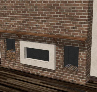 砖石壁炉墙SU模型下载_sketchup草图大师SKP模型