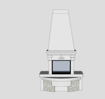 现代三面观火壁炉SU模型下载_sketchup草图大师SKP模型