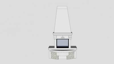 现代三面观火壁炉SU模型下载_sketchup草图大师SKP模型