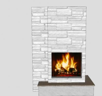 门厅砖石燃木壁炉SU模型下载_sketchup草图大师SKP模型