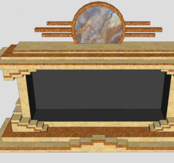 复古瓷砖壁炉架SU模型下载_sketchup草图大师SKP模型