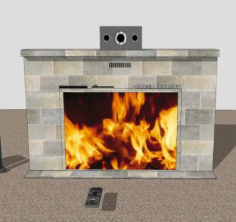 虚拟壁炉SU模型下载_sketchup草图大师SKP模型