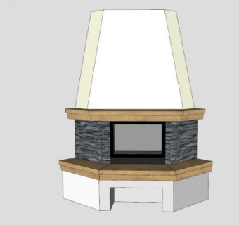 现代壁炉架面板SU模型下载_sketchup草图大师SKP模型