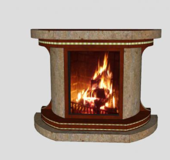 棱形瓷砖观火壁炉SU模型下载_sketchup草图大师SKP模型