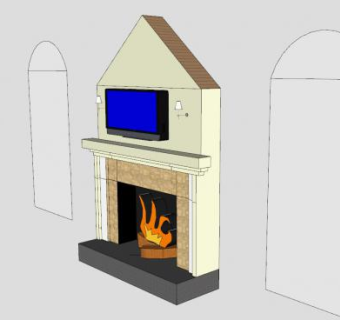 电视壁炉墙SU模型下载_sketchup草图大师SKP模型