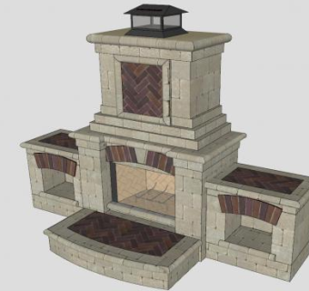 托斯卡纳式壁炉SU模型下载_sketchup草图大师SKP模型