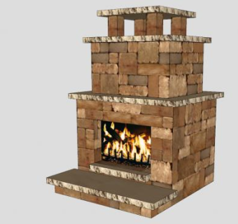 小型庭院壁炉SU模型下载_sketchup草图大师SKP模型
