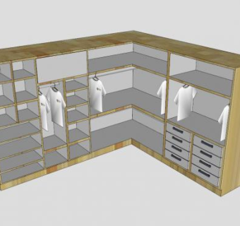 卧室L型衣柜SU模型下载_sketchup草图大师SKP模型
