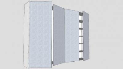 卧室白色平开门衣柜SU模型下载_sketchup草图大师SKP模型