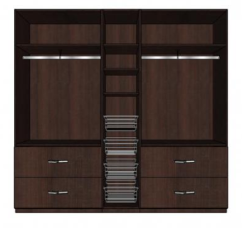 实木开放式衣柜SU模型下载_sketchup草图大师SKP模型