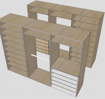 实木开放式柜子SU模型下载_sketchup草图大师SKP模型